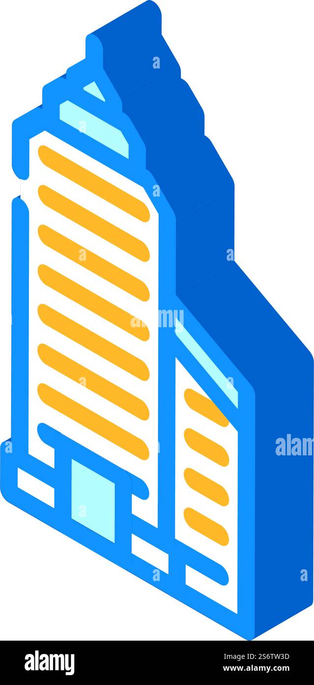 vecteur d'icône isométrique de gratte-ciel de centre financier de tour. panneau de gratte-ciel du centre financier de la tour. illustration de symbole isolé. illustration vectorielle d'icône isométrique de gratte-ciel de centre financier de tour Illustration de Vecteur