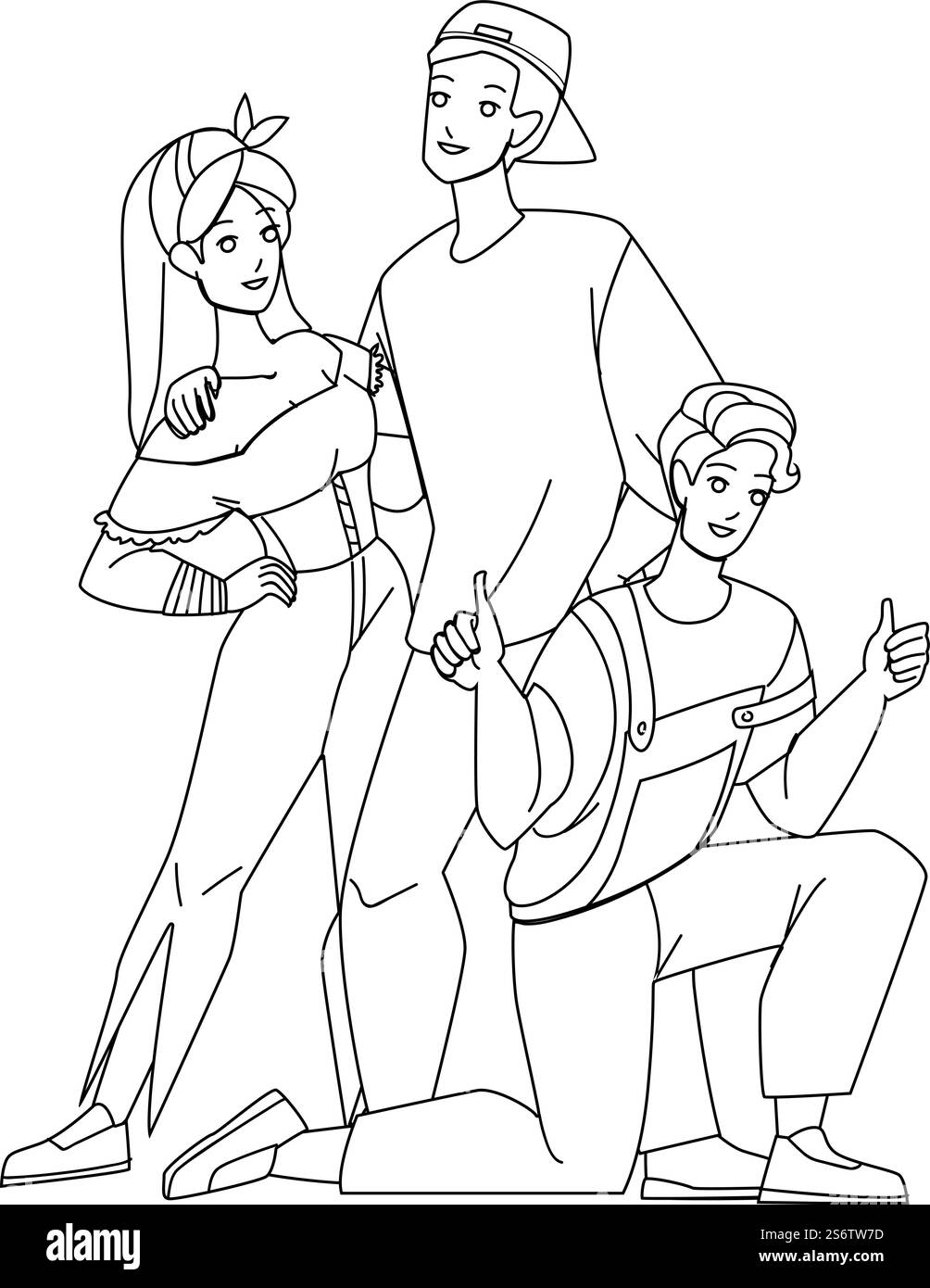 creative people homme femme groupe. Vecteur de dessin au crayon Black Line. travail. concept de conception d'idée. Illustration Web de personnage conceptuel. vecteur de personnes créatives Illustration de Vecteur