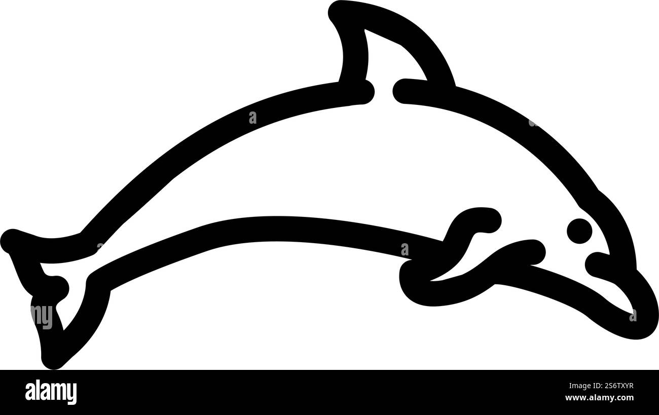 vecteur d'icône de ligne d'animal de mammifère d'eau de dauphin. signe d'animal mammifère d'eau de dauphin. illustration noire du symbole de contour isolé. illustration vectorielle d'icône de ligne d'animal de mammifère d'eau de dauphin Illustration de Vecteur