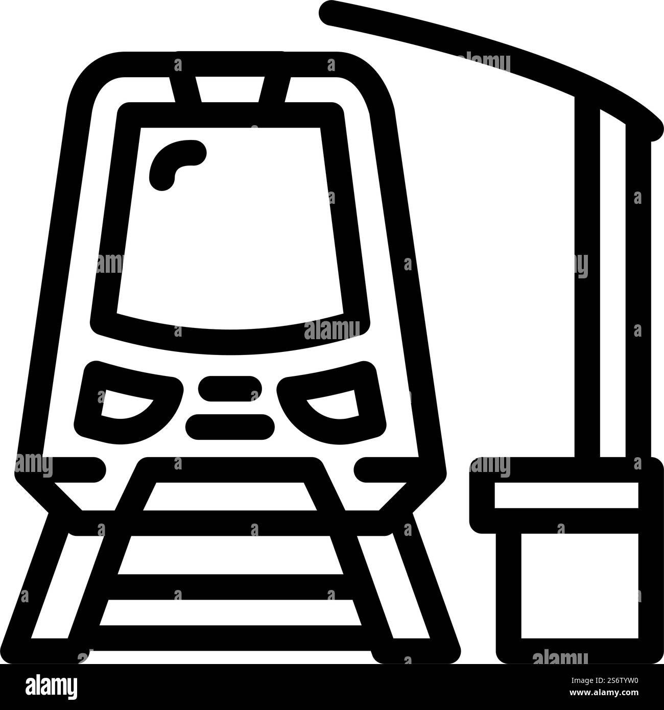 vecteur d'icône de ligne de train d'arrêt. panneau d'arrêt du train. illustration noire du symbole de contour isolé. illustration vectorielle d'icône de ligne de train d'arrêt Illustration de Vecteur