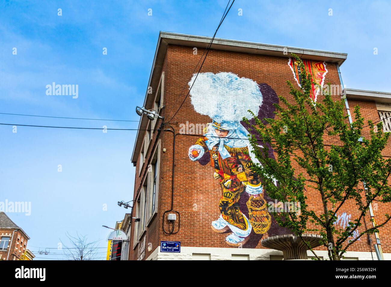Belgique, Wallonie, la Louvière, fresque de a Gille de Binche Banque D'Images