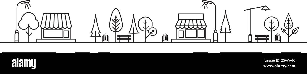 Vue sur la ville, illustration vectorielle de la silhouette de la ville dans un design plat Illustration de Vecteur