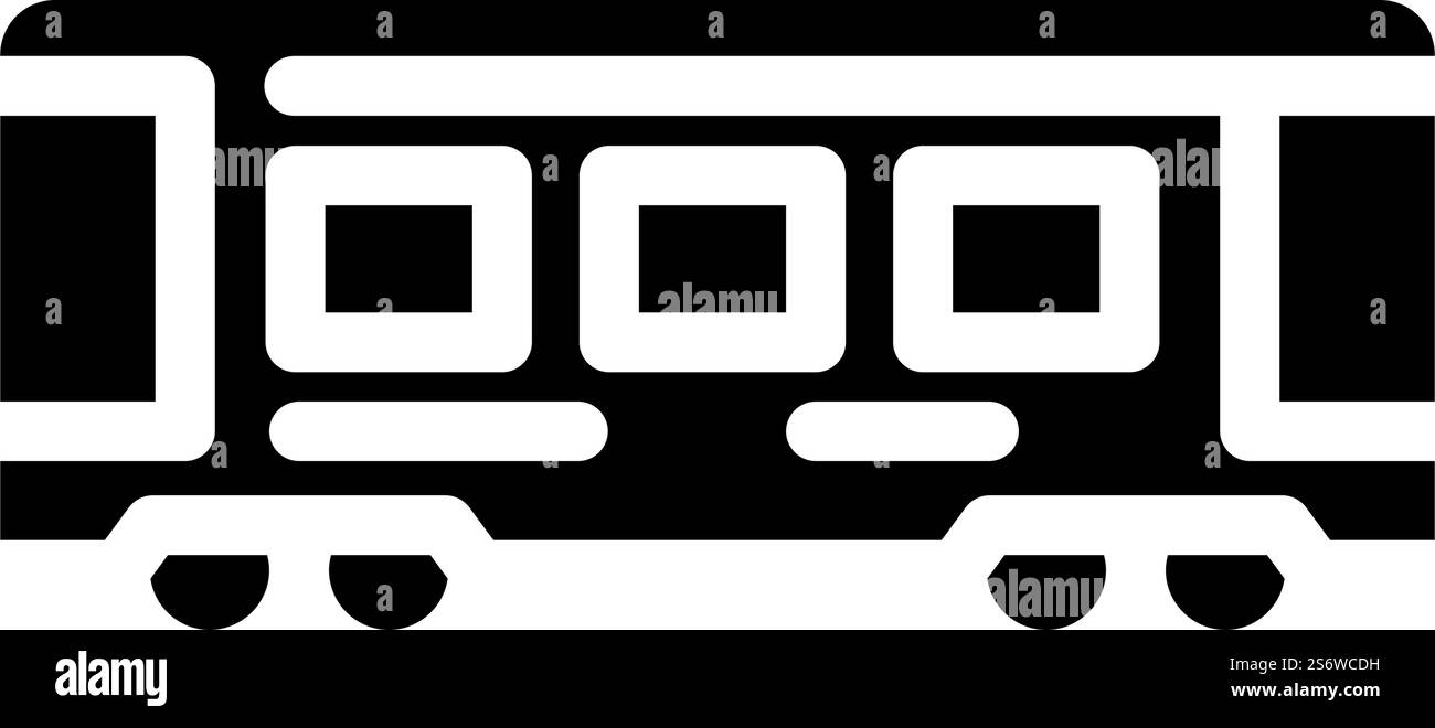 vecteur d'icône de glyphe de transport ferroviaire de train. panneau de signalisation ferroviaire. illustration noire du symbole de contour isolé. illustration vectorielle d'icône de glyphe de transport ferroviaire de train Illustration de Vecteur