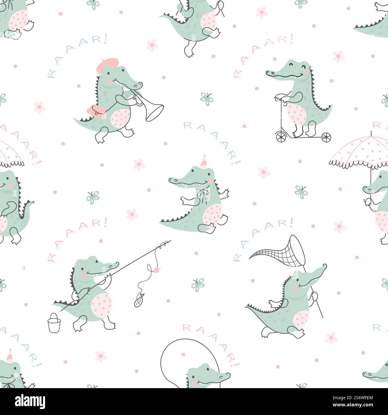 Motif crocodile sans couture. Crocodiles ou alligators de dessins animés mignons, imprimé en tissu de bébé garçon nature. Safari africa animal, fond de vecteur drôle de nos jours. Illustration d'alligator et de crocodile sans couture. Motif crocodile sans couture. Crocodiles ou alligators de dessins animés mignons, imprimé en tissu de bébé garçon nature. Safari africa animal, fond de vecteur enfantin drôle de nos jours Illustration de Vecteur