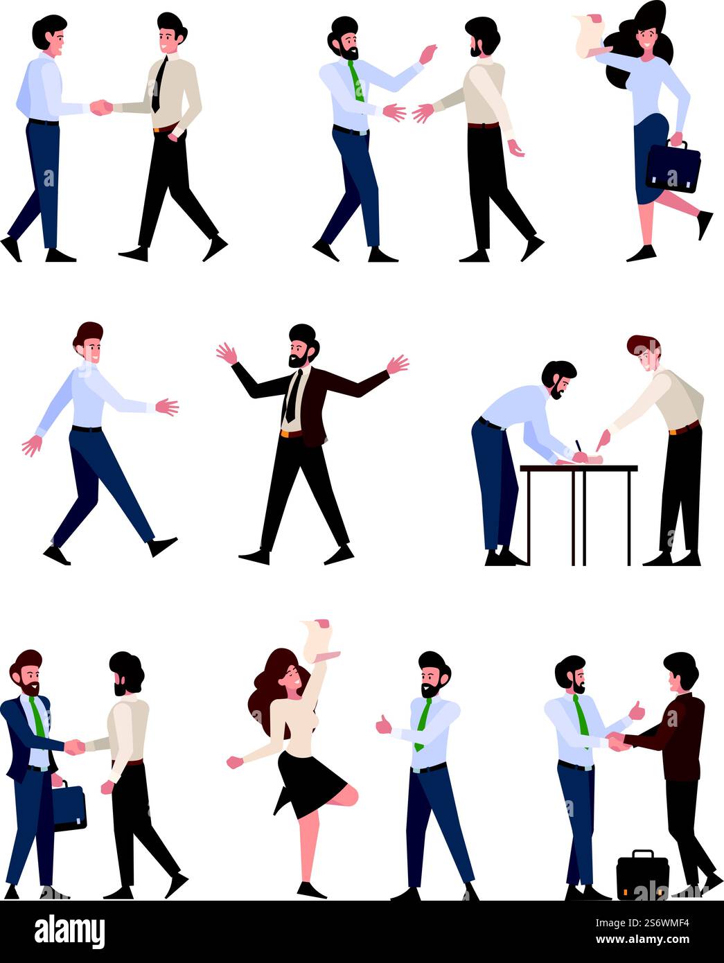 Poignée de main des managers. Relations de bureau de personnages d'affaires succès contrat acquisition personnes de vente Garish Vector Flat personnes. Caractère de bureau, poignée de main professionnelle de gestionnaire d'affaires. Poignée de main des managers. Relations de bureau de personnages d'affaires succès contrat acquisition personnes de vente Garish Vector Flat personnes Illustration de Vecteur