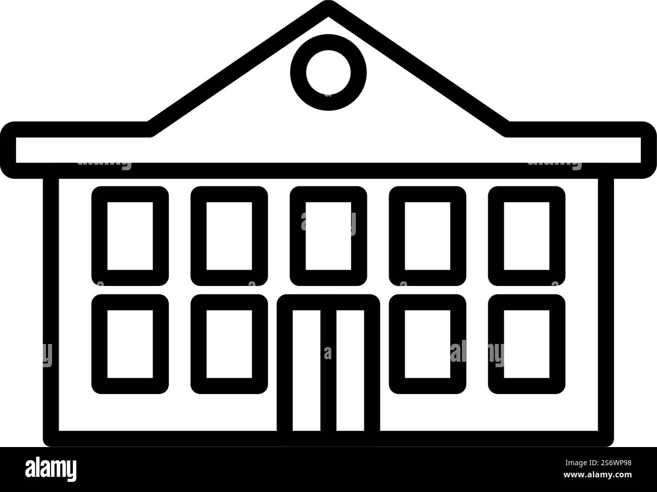 Icône du bâtiment de l'école. Contour en gras avec largeur de contour modifiable. Illustration vectorielle. Illustration de Vecteur