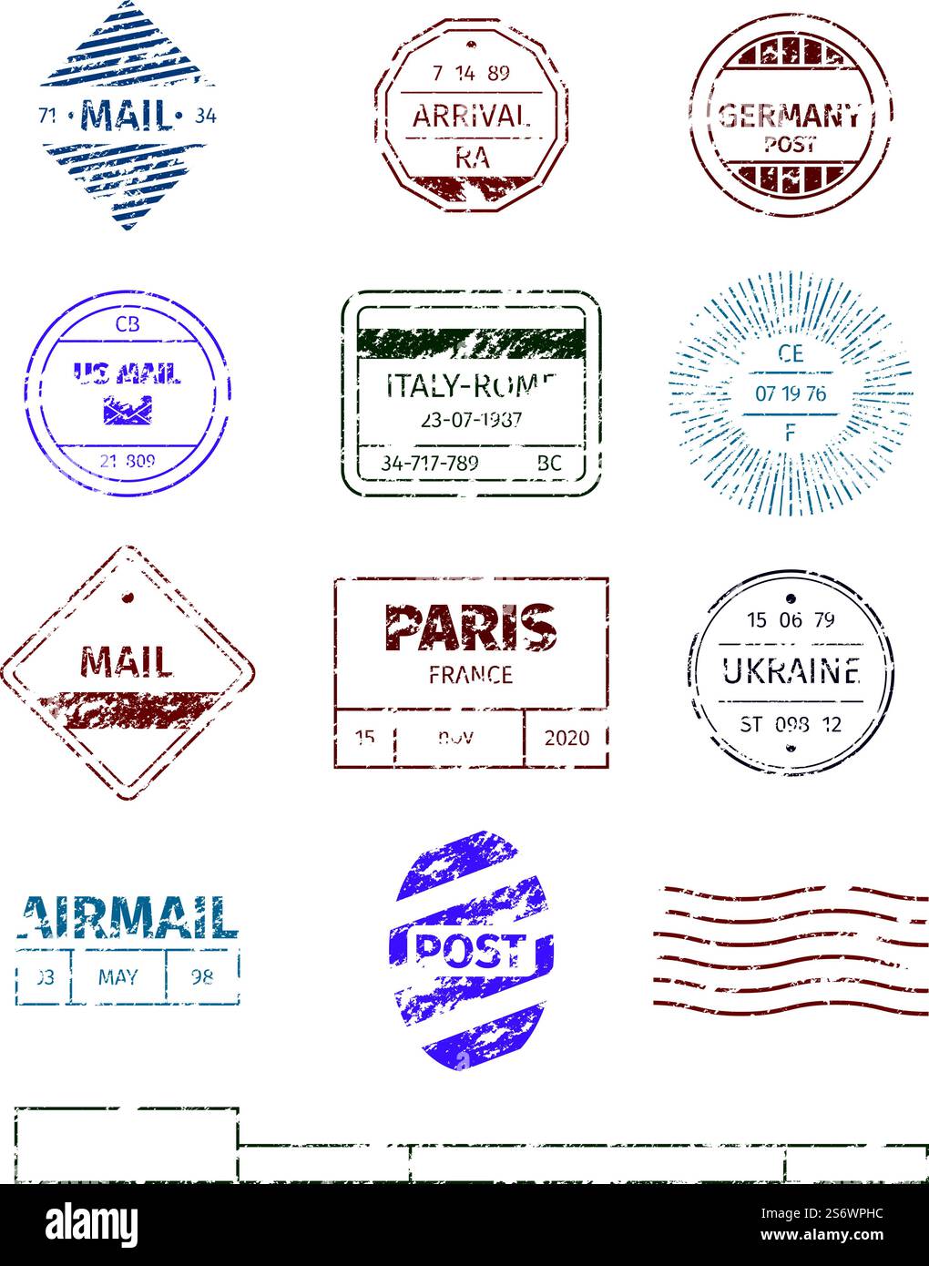 Tampon grunge. Cadres ronds postaux motifs lignes dépouillées vierges pour les modèles vectoriels de timbres. Illustration du cadre de timbre postal, bureau d'affranchissement grunge. Tampon grunge. Cadres ronds postaux motifs lignes dépouillées vierges pour les modèles vectoriels de timbres Illustration de Vecteur