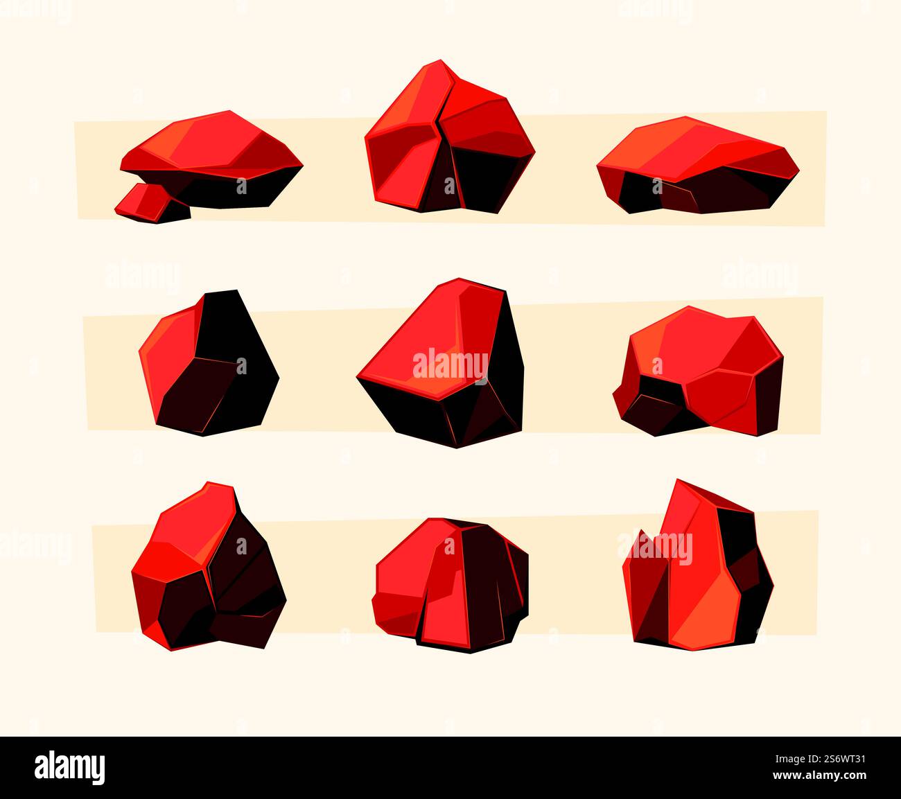 Brûler les charbons. Minéraux dangereux chauds naturels grills brûlant du charbon noir en bois Garish collection d'illustrations plates vectorielles. Ressource naturelle minérale, fossile pour combustible. Brûler les charbons. Minéraux dangereux chauds naturels grills brûlant du charbon noir en bois Garish collection d'illustrations plates vectorielles Illustration de Vecteur