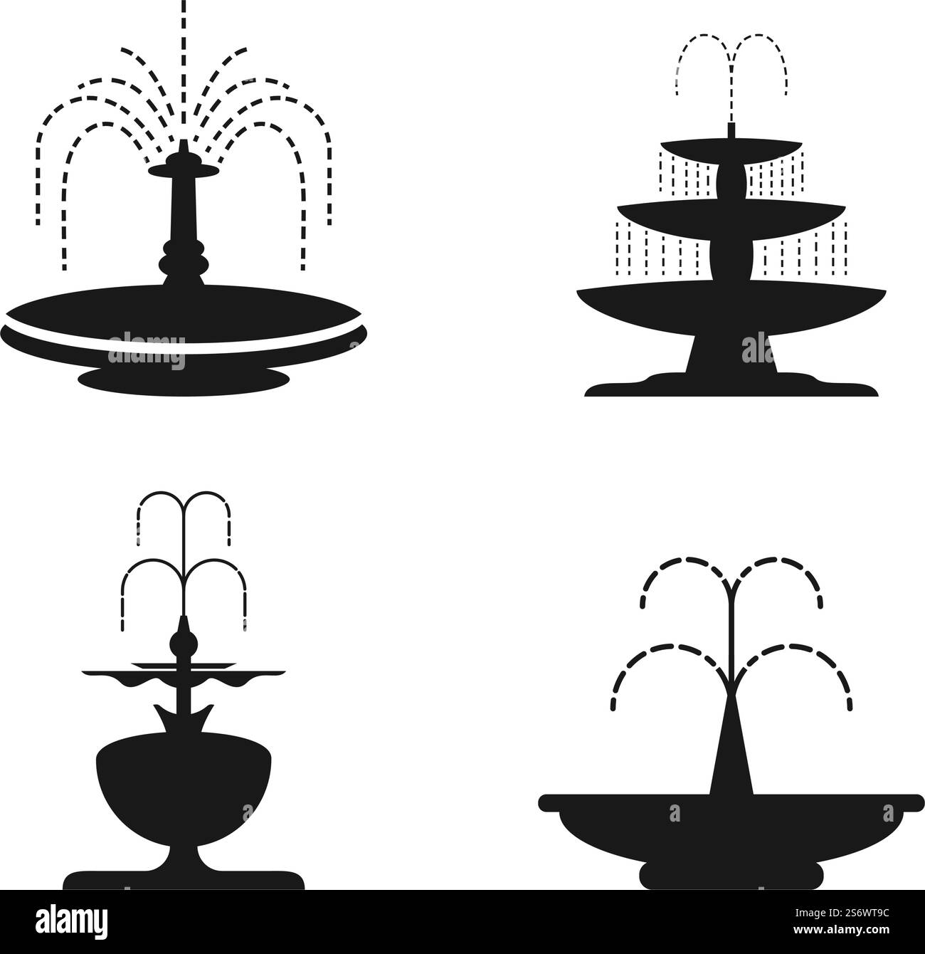 Design plat de vecteur d'icône de ligne de fontaine de ville Illustration de Vecteur