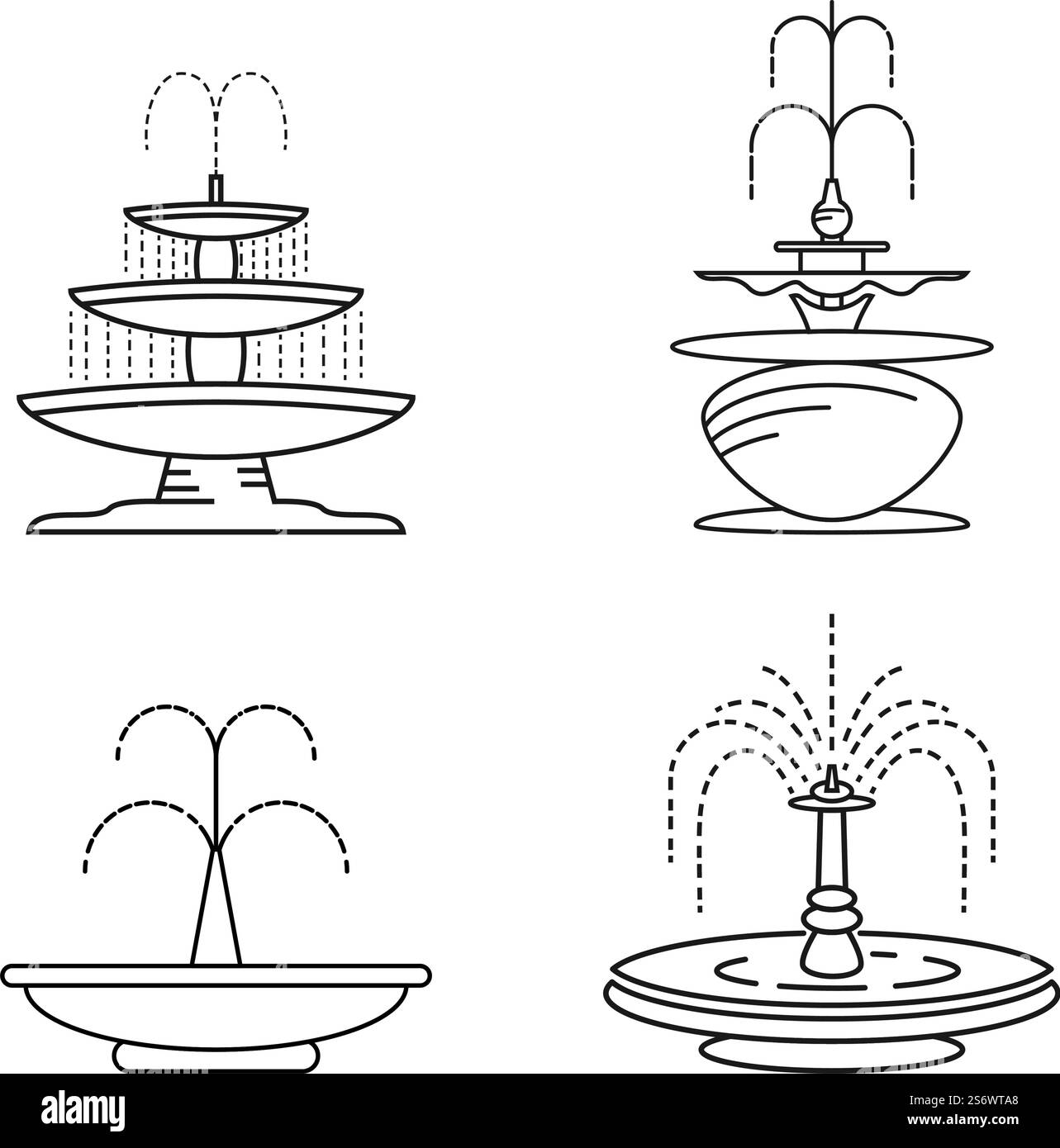 Design plat de vecteur d'icône de ligne de fontaine de ville Illustration de Vecteur