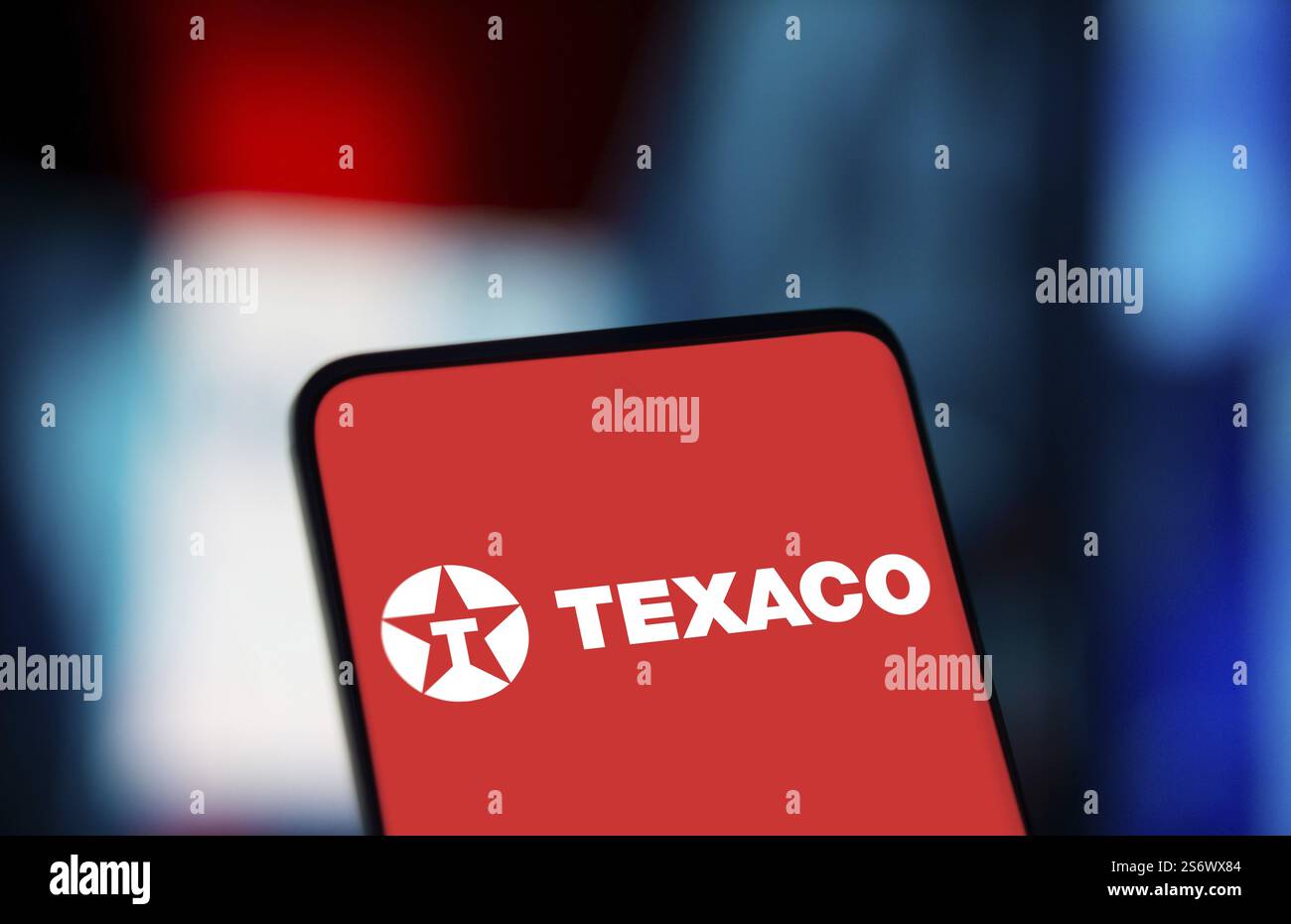 Le logo Texaco est affiché sur le smartphone Banque D'Images