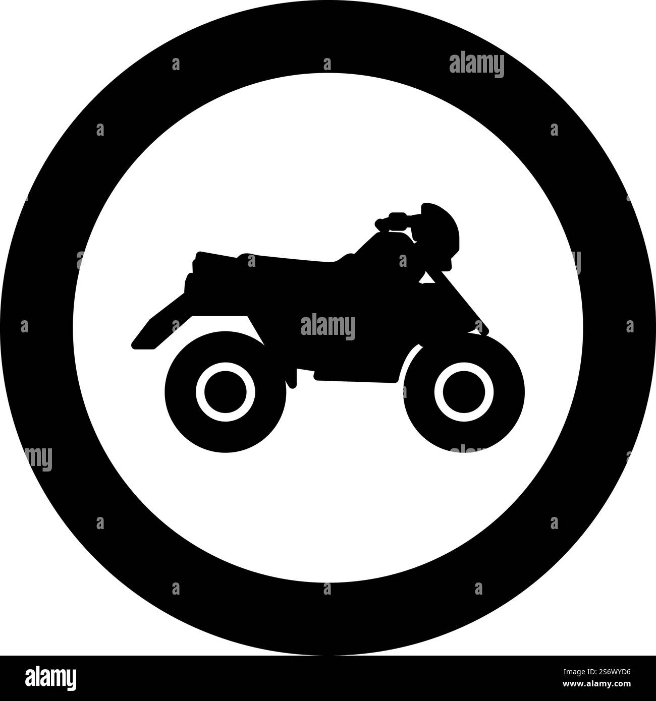 Quad Bike VTT moto pour Ride Racing icône de véhicule tout terrain en cercle rond noir illustration vectorielle image plein contour style simple. Quad Bike moto ATV pour l'icône de véhicule tout terrain de course en cercle rond noir illustration vectorielle image de contour solide Illustration de Vecteur