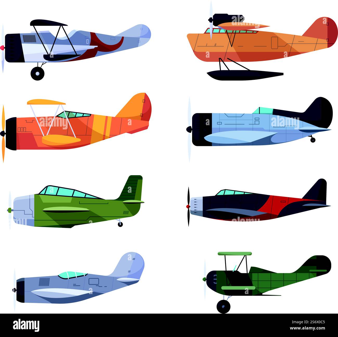 Vieux avions. Avions de style rétro voyage vintage avia transport Gareish vecteur illustrations plates. Collection d'avion rétro, avion avec hélice. Vieux avions. Avions de style rétro voyage vintage avia transport Gareish vecteur illustrations plates Illustration de Vecteur