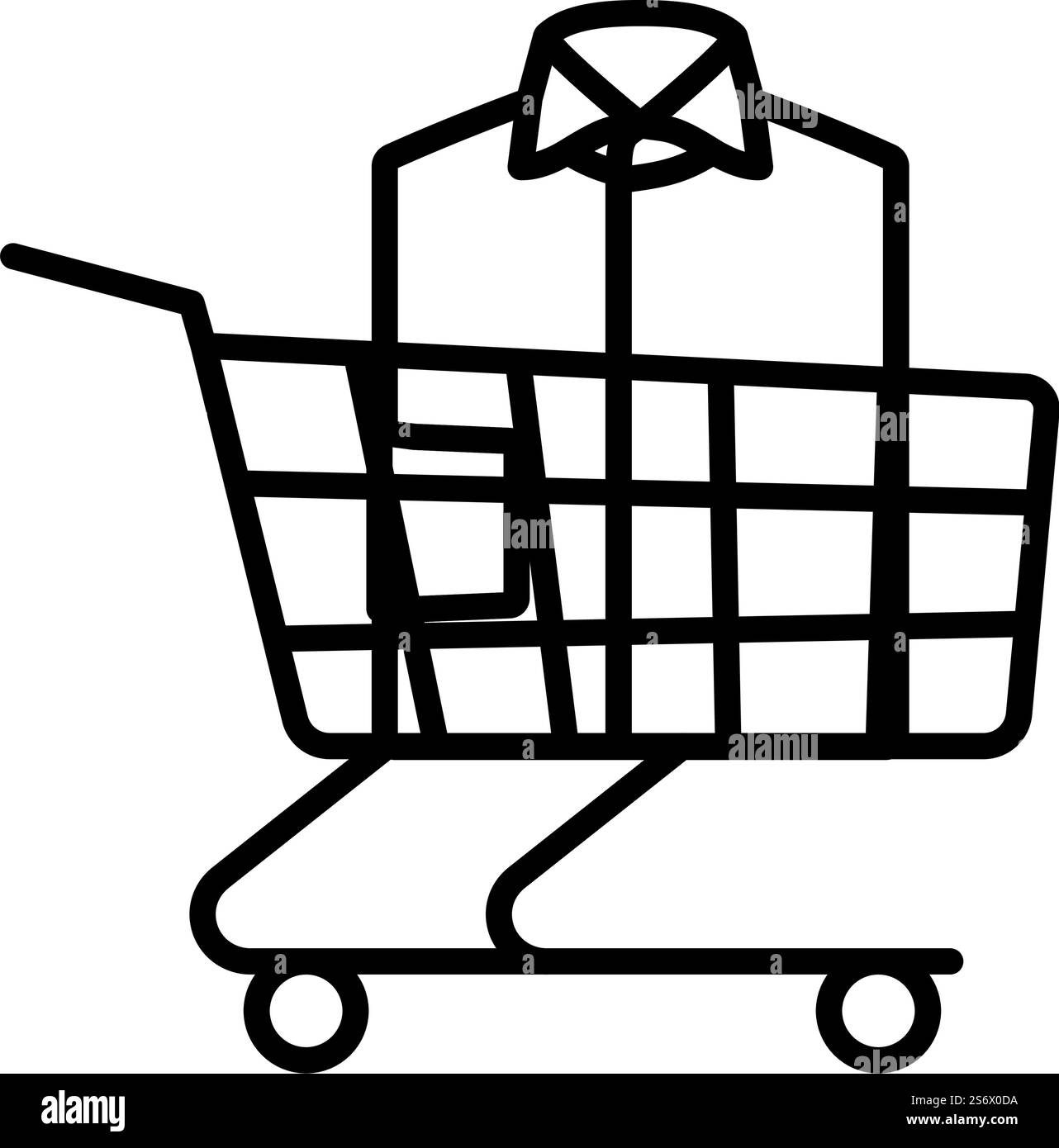 Icône Panier avec vêtements (chemise). Contour en gras avec largeur de contour modifiable. Illustration vectorielle. Illustration de Vecteur