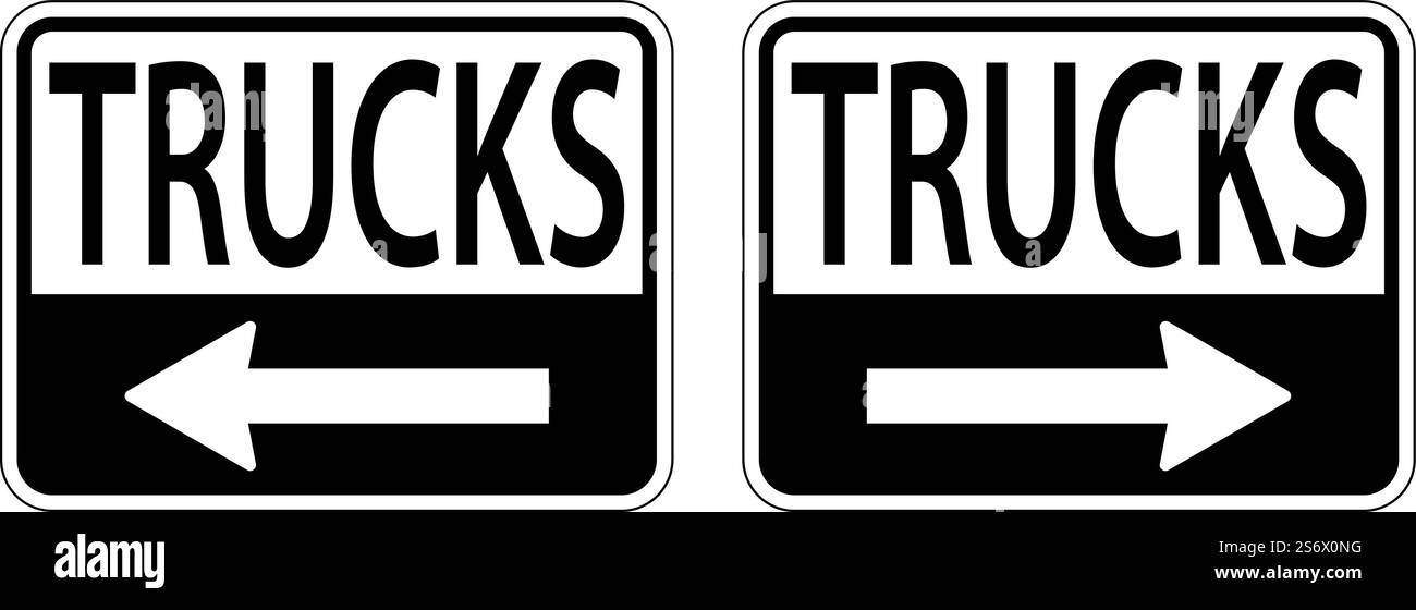 Camions flèche gauche, flèche droite sur fond blanc Illustration de Vecteur