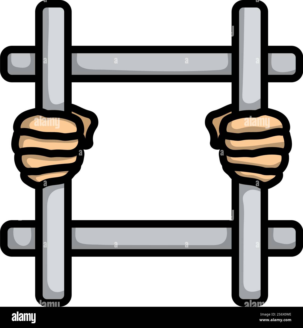 Icône mains tenant des barreaux de prison.Contour gras modifiable avec Color Fill Design.Illustration vectorielle. Illustration de Vecteur