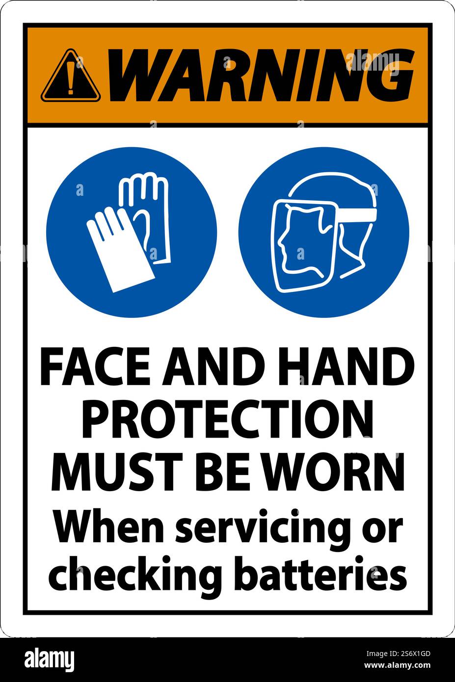 Avertissement lors de l'entretien des batteries : sur fond blanc Illustration de Vecteur