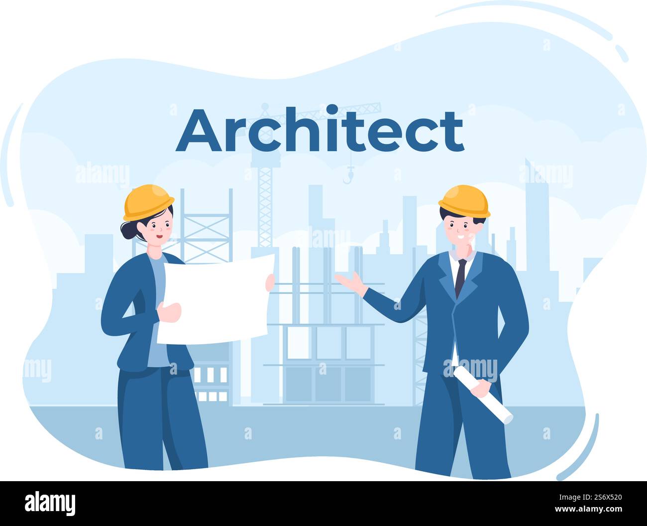 Illustration d'un dessin-modèle d'architecte ou d'ingénieur utilisation d'une table de cartes multifonctions pour esquisser le concept de construction et de miniatures de projet Illustration de Vecteur