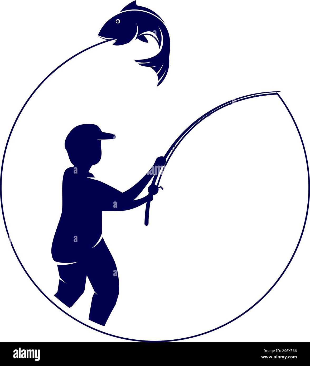 Modèle de conception plate de vecteur de logo de pêche Illustration de Vecteur
