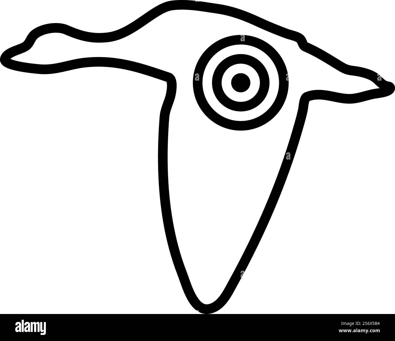 Icône de la silhouette de canard volant avec Target. Contour en gras avec largeur de contour modifiable. Illustration vectorielle. Illustration de Vecteur