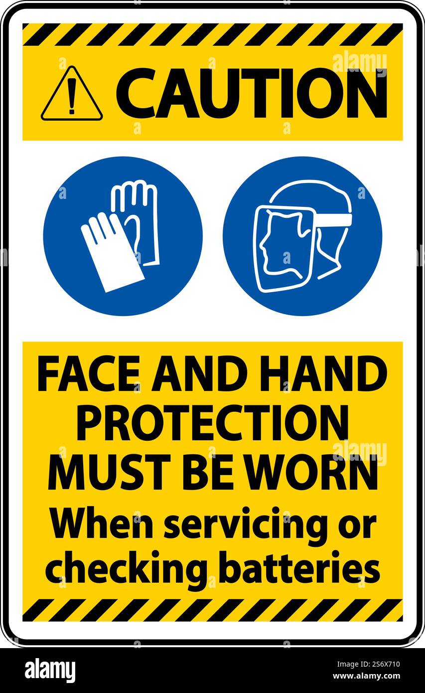 Attention lors de l'entretien des batteries : affiche sur fond blanc Illustration de Vecteur