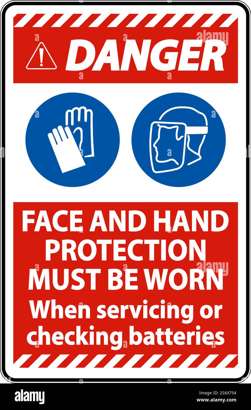 Danger lors de l'entretien des batteries : autocollant sur fond blanc Illustration de Vecteur
