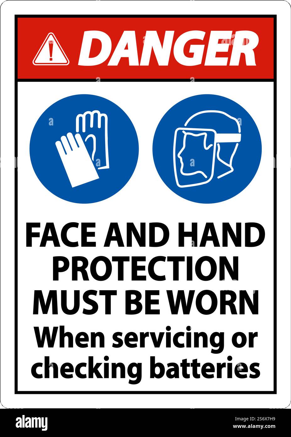 Danger lors de l'entretien des batteries : autocollant sur fond blanc Illustration de Vecteur