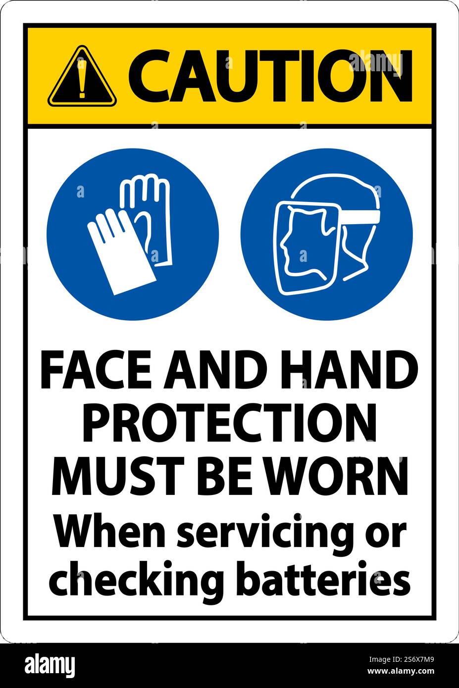 Attention lors de l'entretien des batteries : affiche sur fond blanc Illustration de Vecteur