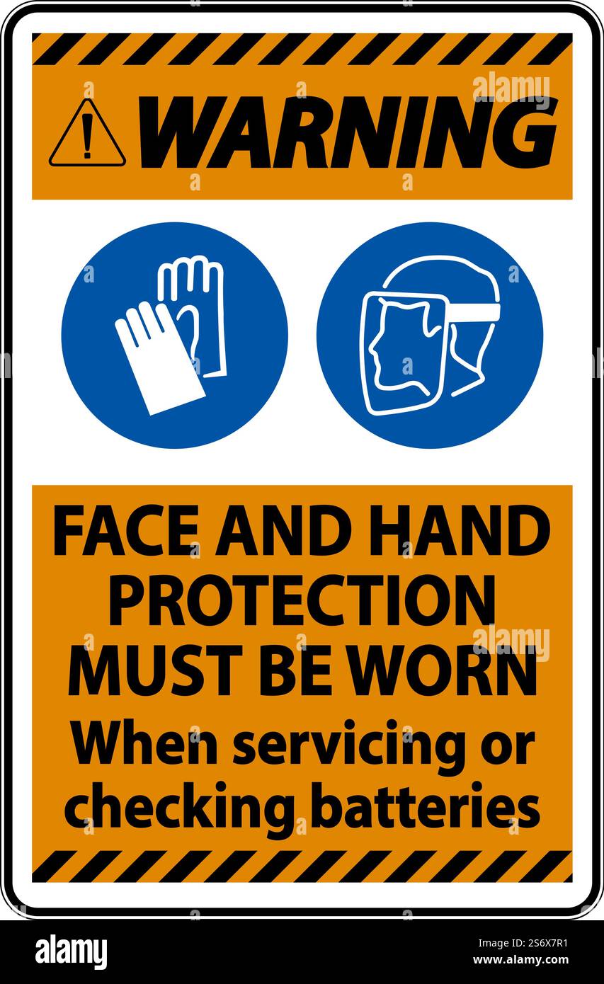 Avertissement lors de l'entretien des batteries : sur fond blanc Illustration de Vecteur