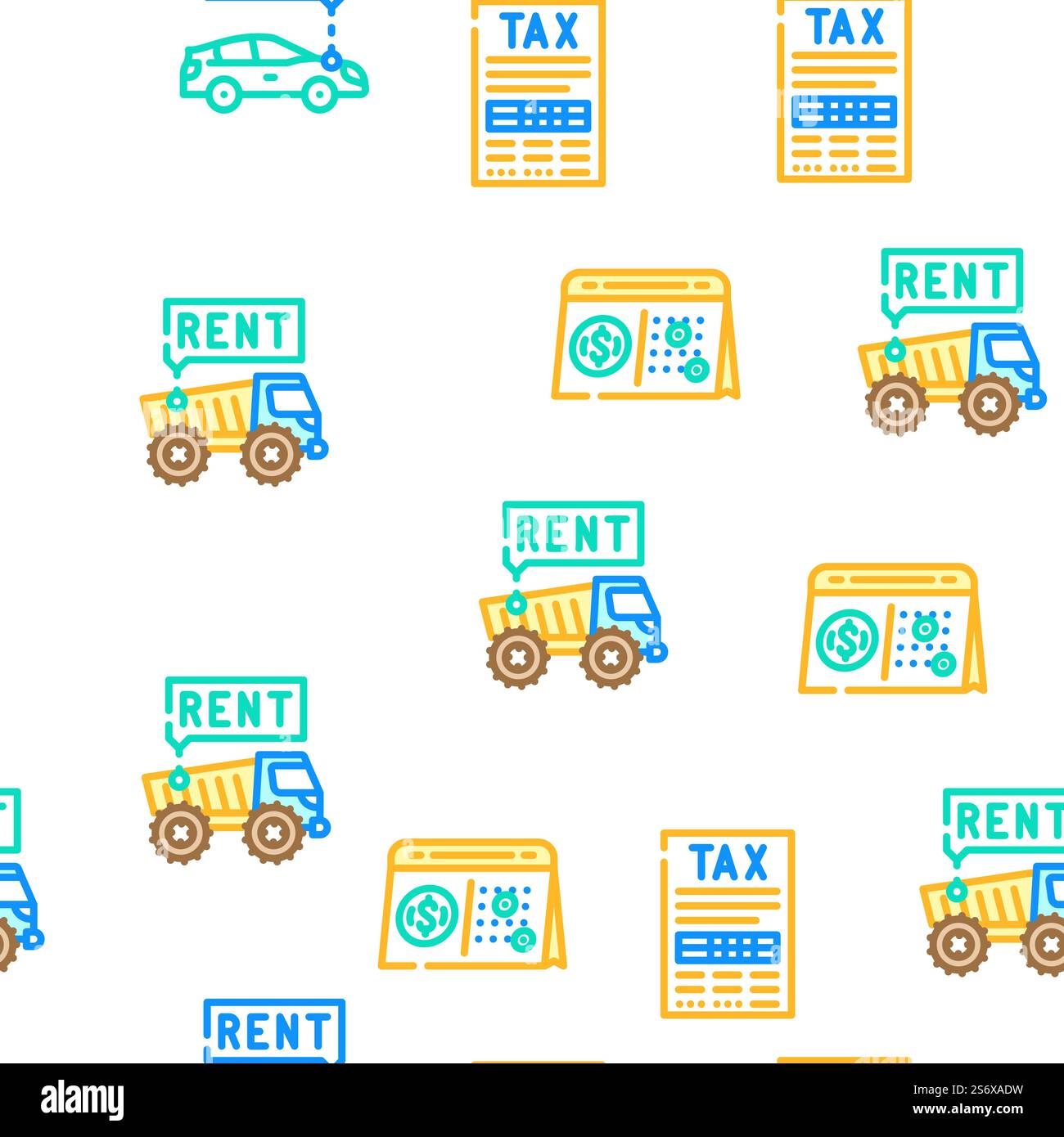 Illustration de la ligne de couleur du modèle sans couture du vecteur de revenu passif. Vecteur de jeu d'icônes de gain de financement passif du revenu Illustration de Vecteur
