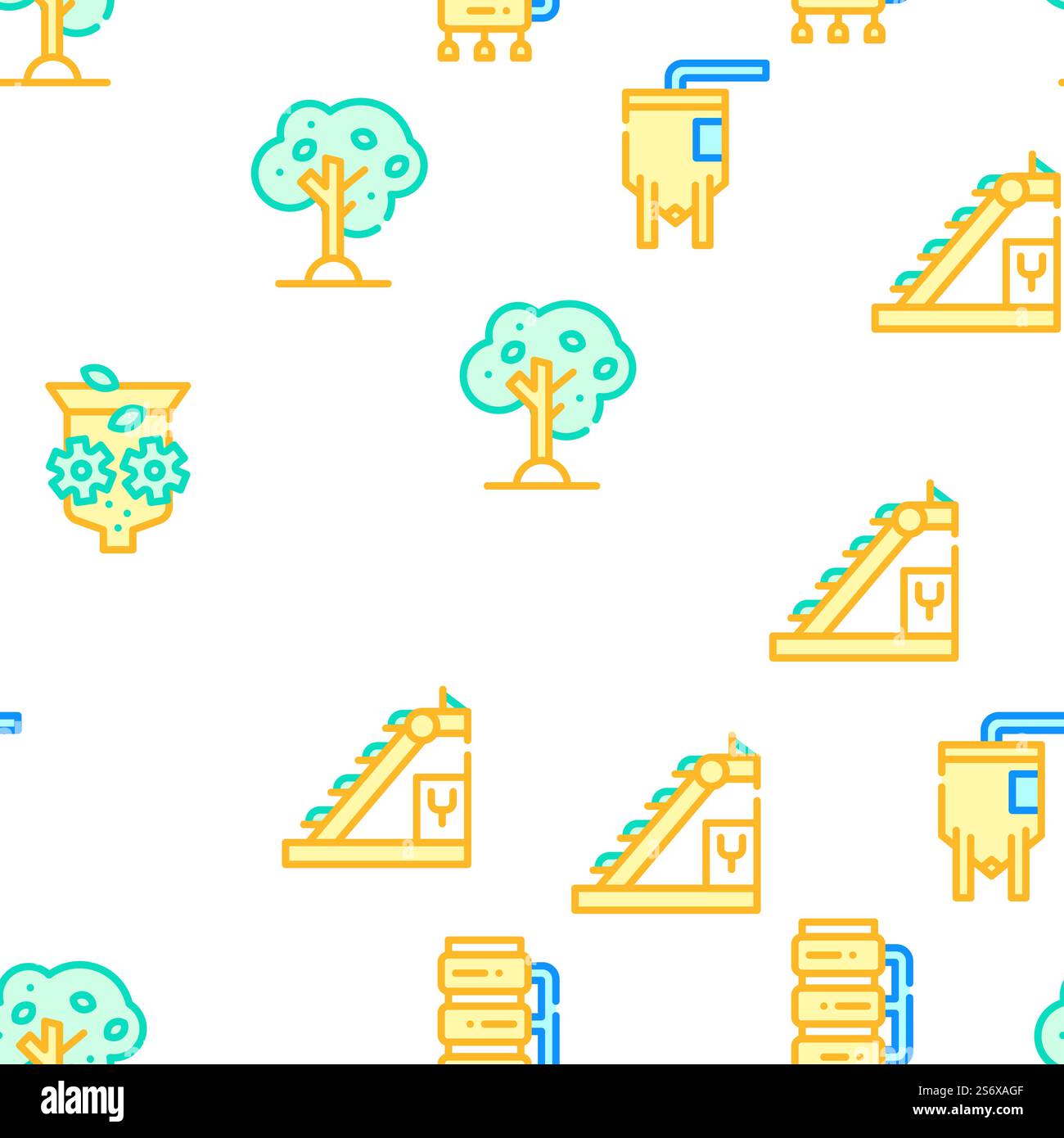 Collection d'usine de production d'huile Vector Seamless Pattern Color Line illustration. Ensemble d'icônes de collection d'usine de production d'huile vecteur Illustration de Vecteur