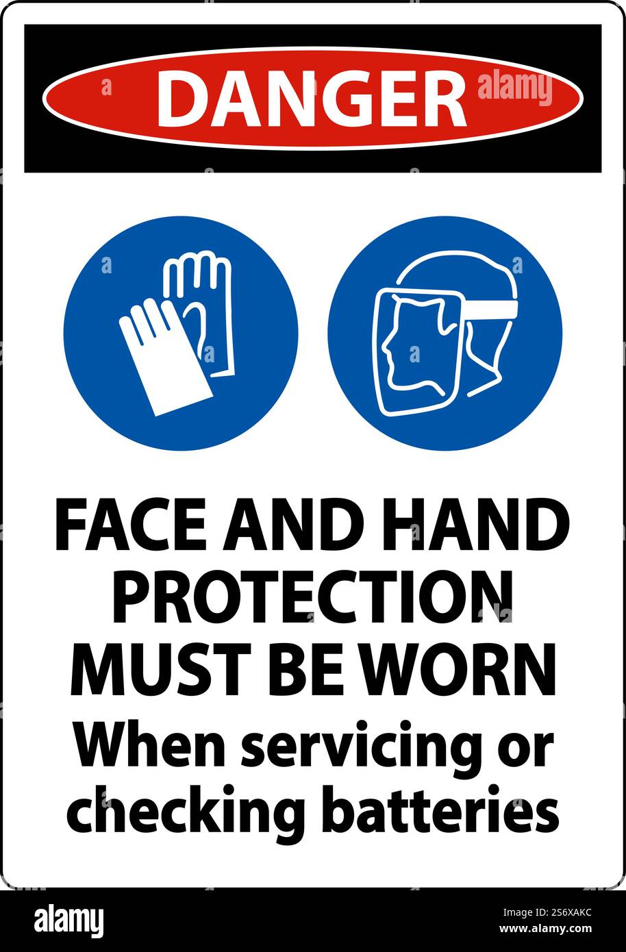 Danger lors de l'entretien des batteries : autocollant sur fond blanc Illustration de Vecteur
