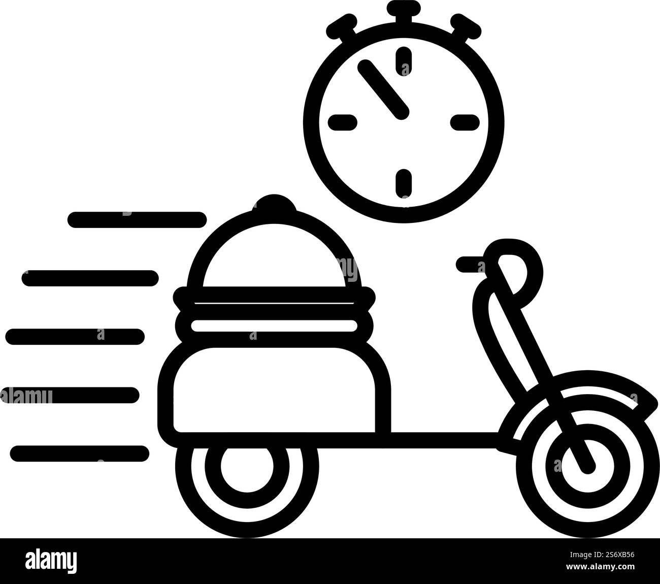Icône livraison d'un scooter au restaurant. Contour en gras avec largeur de contour modifiable. Illustration vectorielle. Illustration de Vecteur