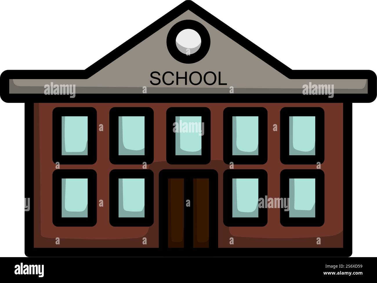 Icône du bâtiment de l'école.Contour gras modifiable avec Color Fill Design.Illustration vectorielle. Illustration de Vecteur