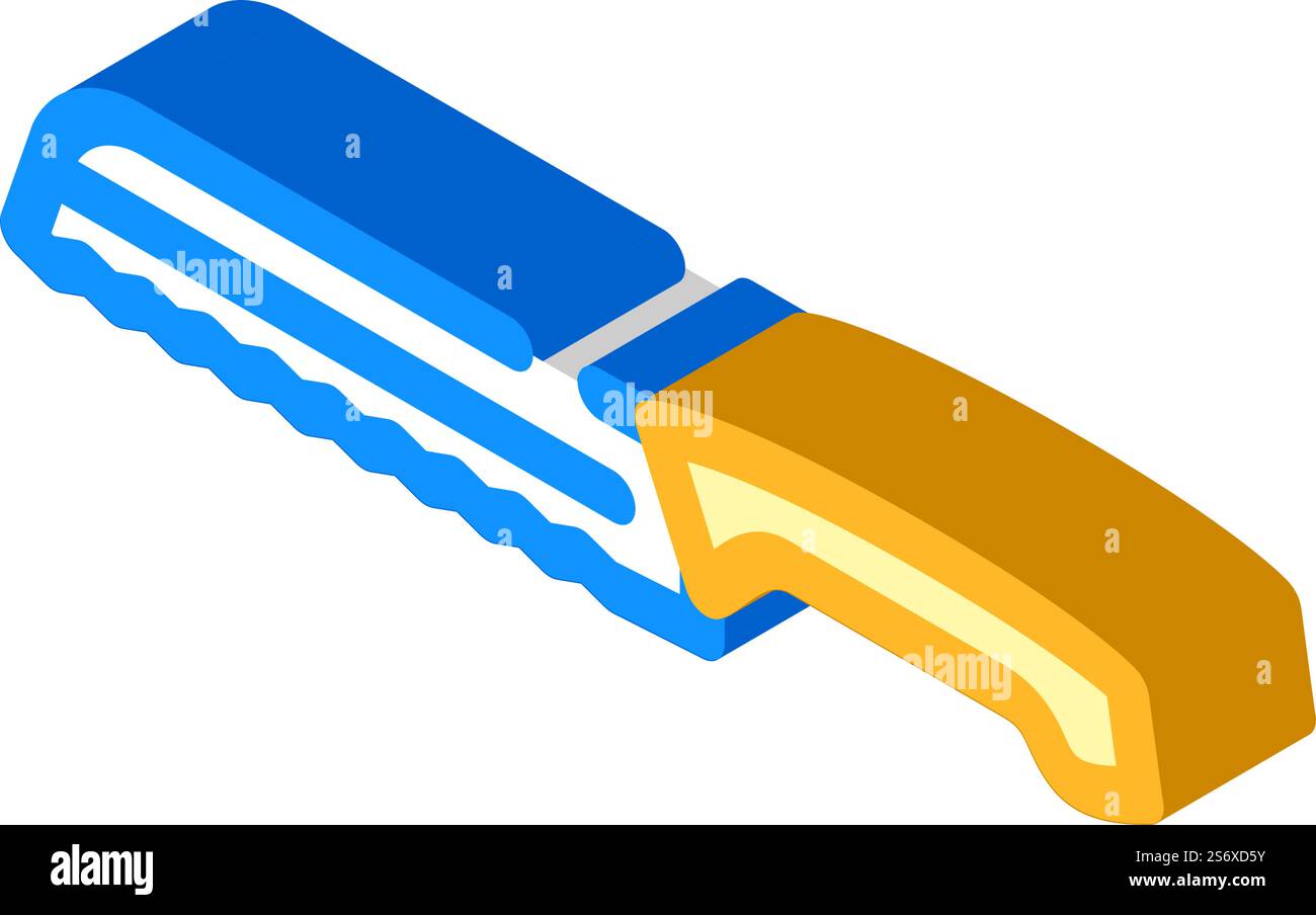 vecteur d'icône isométrique de couteau à pain dentelé. panneau dentelé pour couteau à pain. illustration de symbole isolé. illustration vectorielle d'icône isométrique de couteau à pain dentelé Illustration de Vecteur