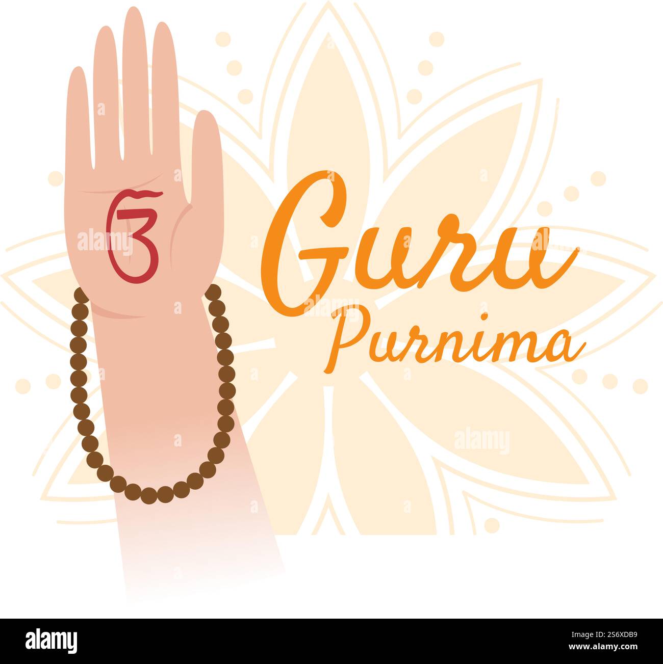 Happy Guru Purnima du Festival indien aux enseignants spirituels et universitaires en dessin-peint à fleurs de dessin-modèle plat Illustration de Vecteur