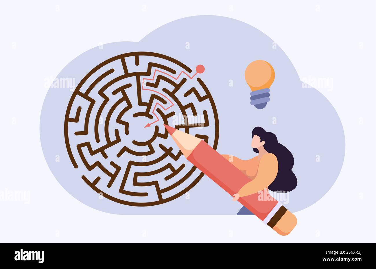 Recherche de solutions. Labyrinthe d'affaires, femme pensant et trouver le moyen. Concept de vecteur d'idée. Illustration de la solution labyrinthe d'affaires. Recherche de solutions. Labyrinthe d'affaires, femme pensant et trouver le moyen. Concept de vecteur d'idée Illustration de Vecteur