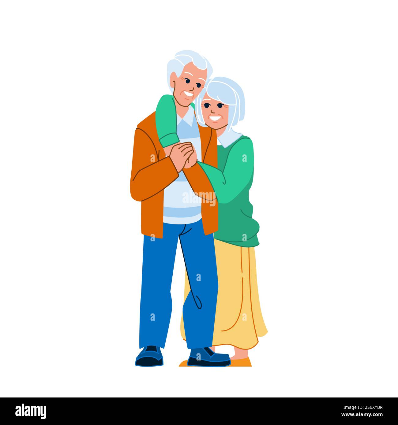 vecteur couple senior. heureuse vieille femme, amour ensemble, personnage de couple senior portrait adulte sain. illustration de bande dessinée plate de gens. vecteur couple senior Illustration de Vecteur