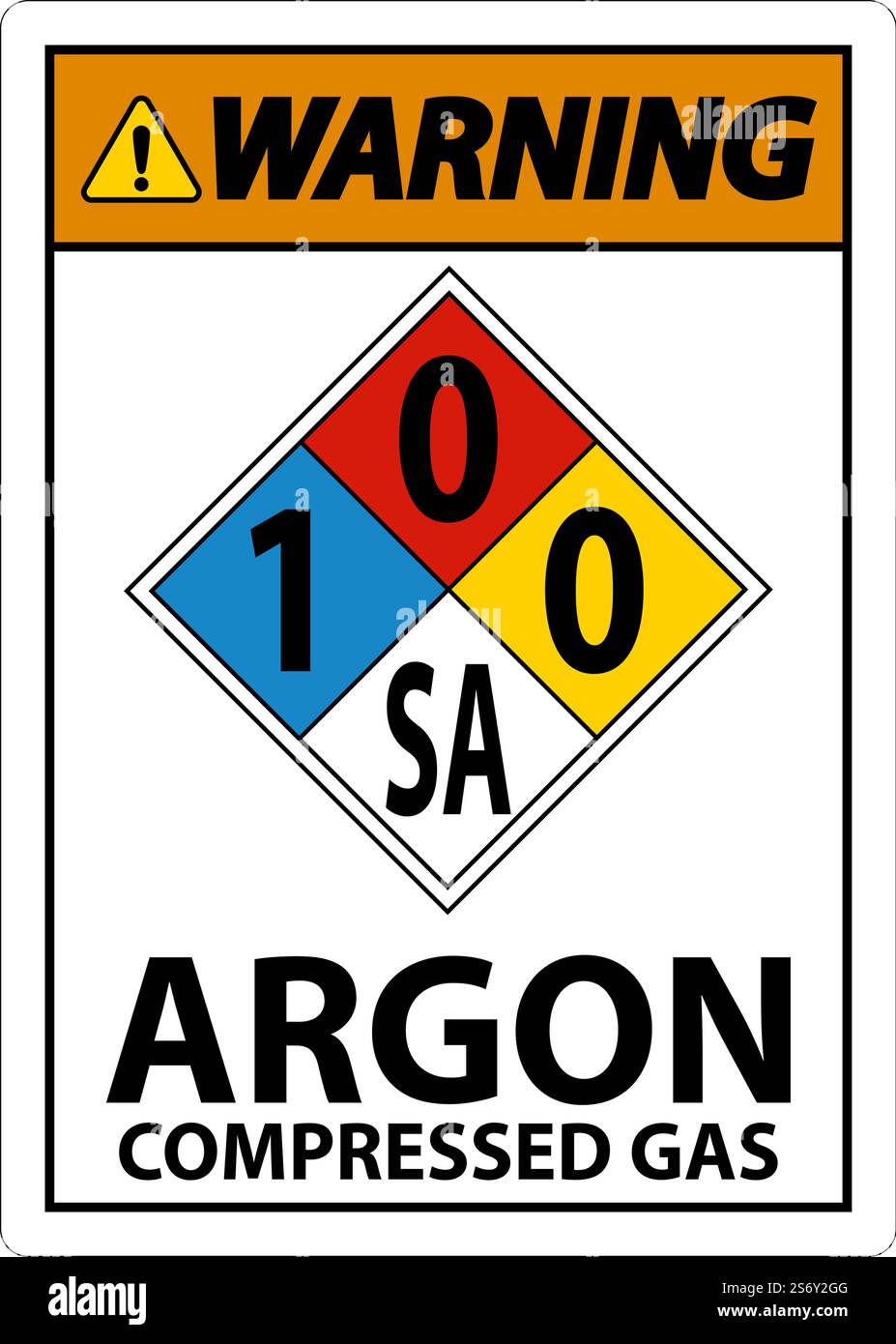 Avertissement NFPA gaz comprimé d'argon 1-0-0-sa Illustration de Vecteur