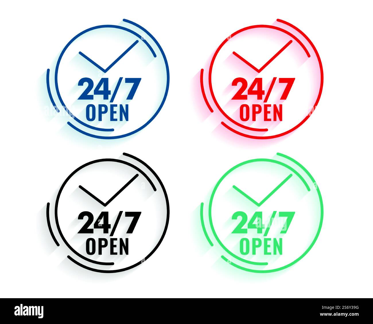 24/7 ouvert pour le service et l'assistance Illustration de Vecteur