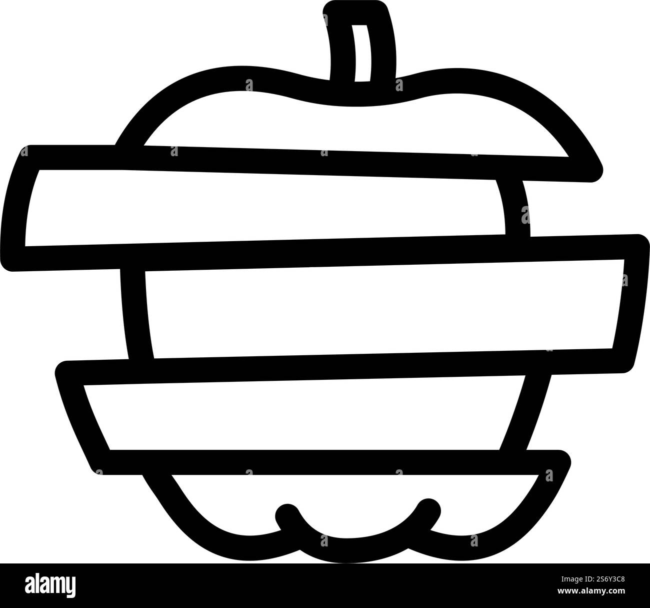 vecteur d'icône de ligne de tranches de pomme. affiche « pommes en tranches ». illustration noire du symbole de contour isolé. illustration vectorielle d'icône de ligne de tranches de pomme Illustration de Vecteur