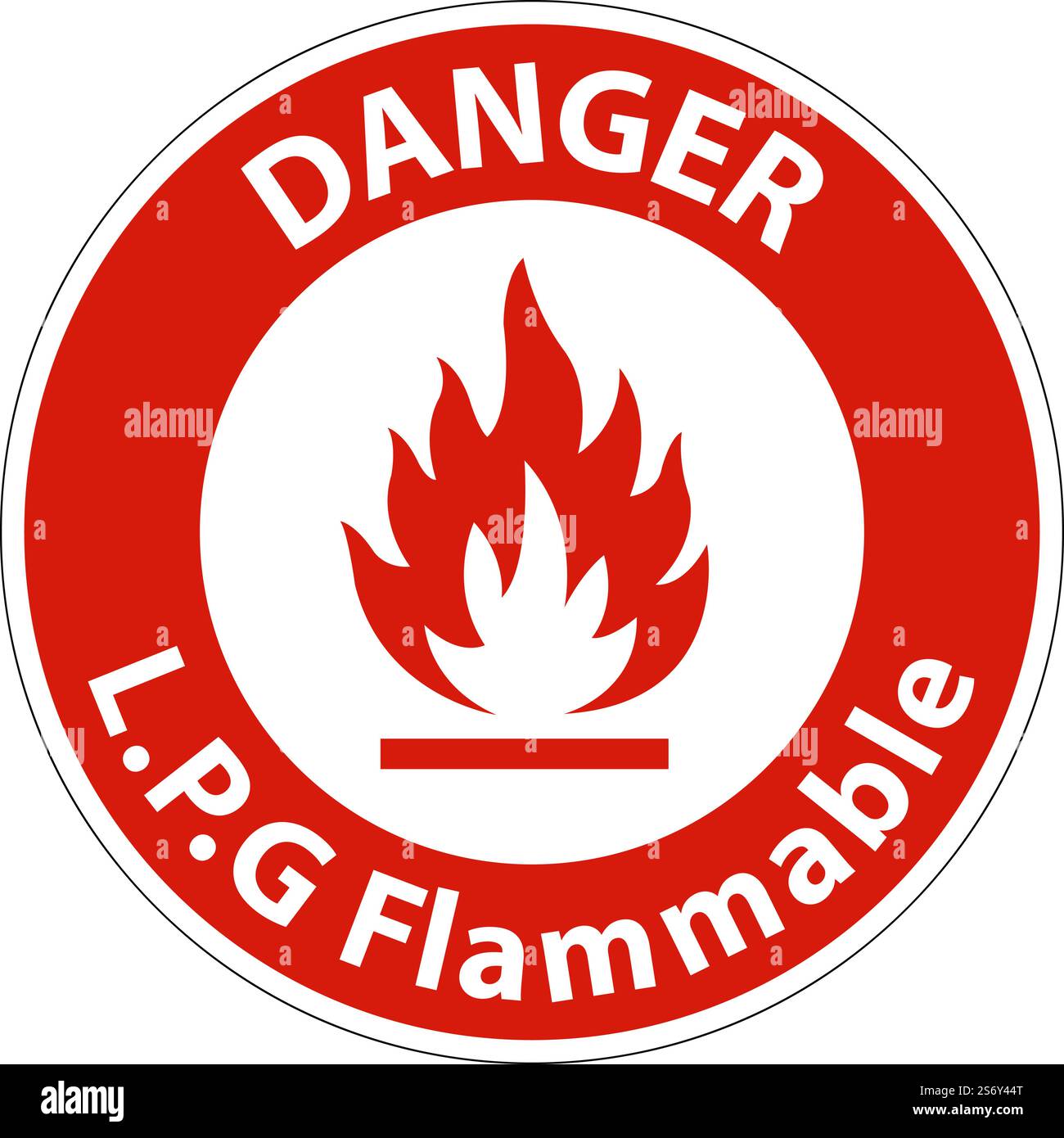 Symbole inflammable L.P.G sur fond blanc Illustration de Vecteur