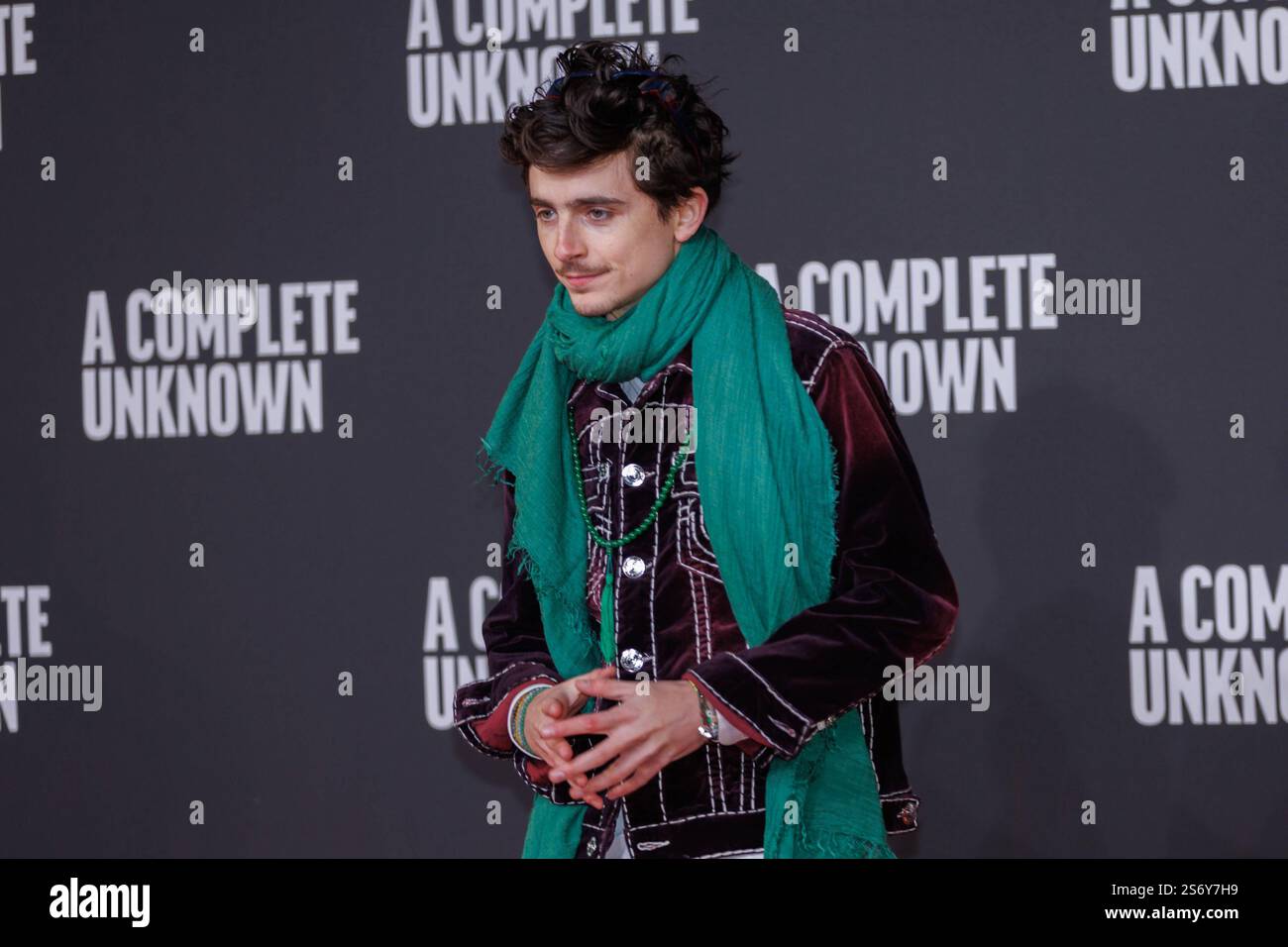 News - PHOTOCALL A COMPLETE UNKNOWN Timothee Chalamet assiste à la première Photocall A Complete Unknown à l'Auditorium Parco della Musica le 17 janvier 2025 à Rome, en Italie. Pendant l'APPEL PHOTO Un INCONNU COMPLET, nouvelles à Rome, Italie, 17 janvier 2025 Auditorium de Rome Parco della Musica Italie Copyright : xEmanuelaxVertollix/xLiveMediax LPN_1693439 Banque D'Images