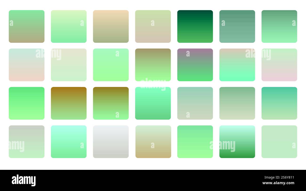 dégradés verts désaturés doux définis. illustration vectorielle des dégradés de couleurs vertes désaturés doux Illustration de Vecteur