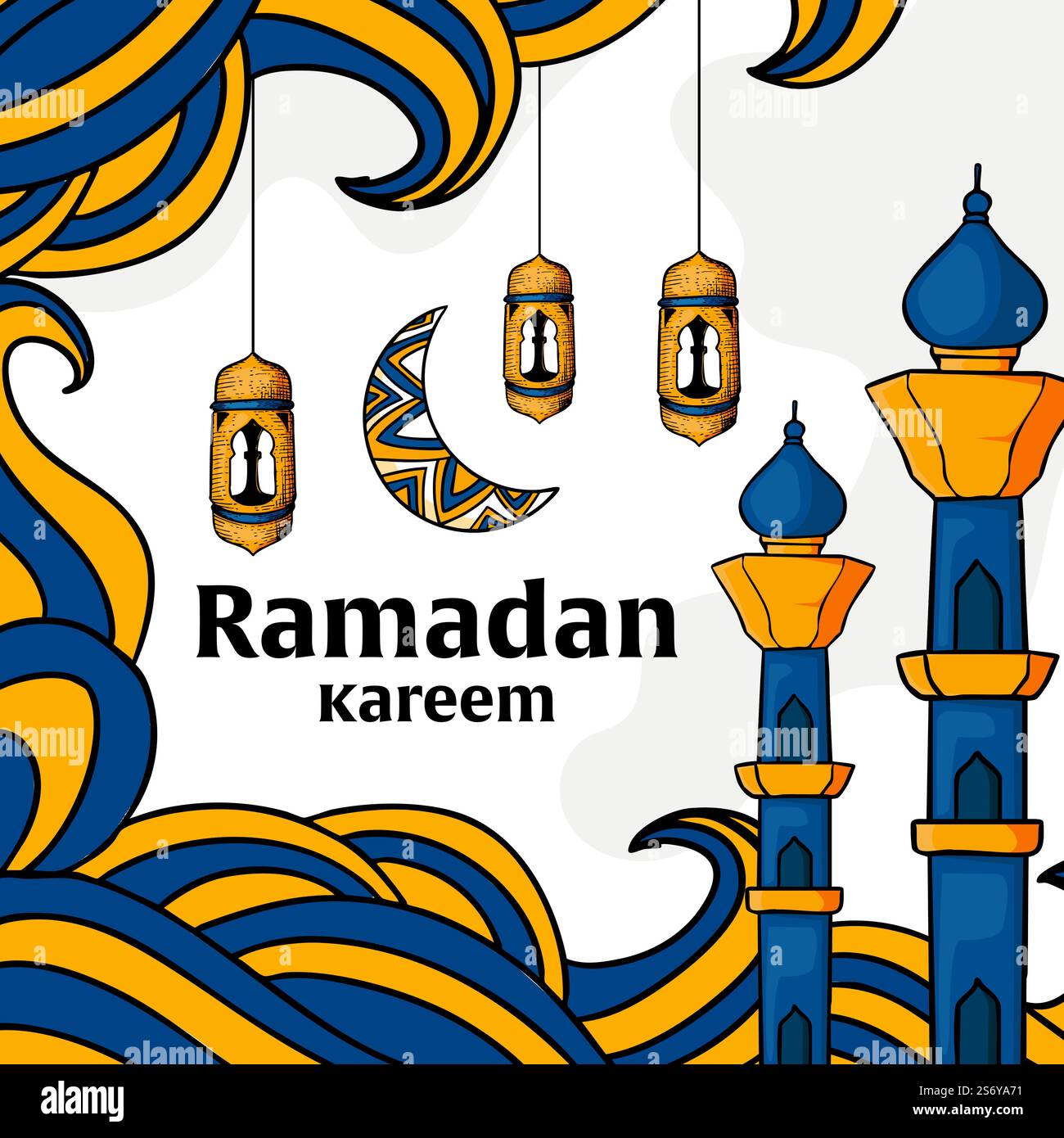 illustration dessinée à la main pour célébrer ramadan kareem Illustration de Vecteur