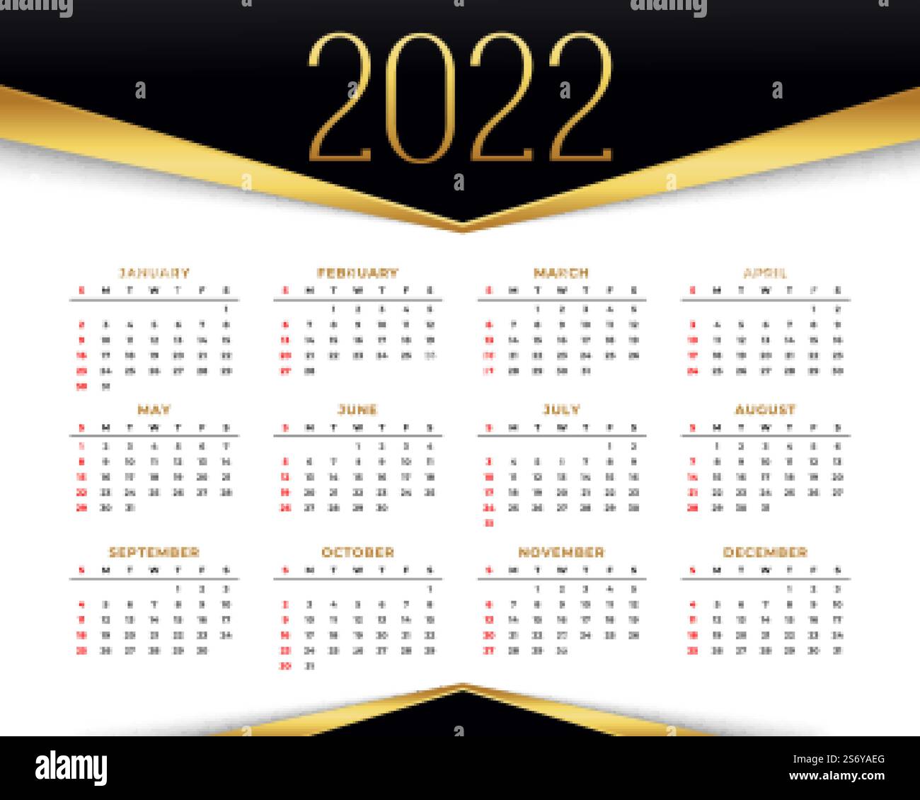 calendrier premium 2022 pour la nouvelle année Illustration de Vecteur