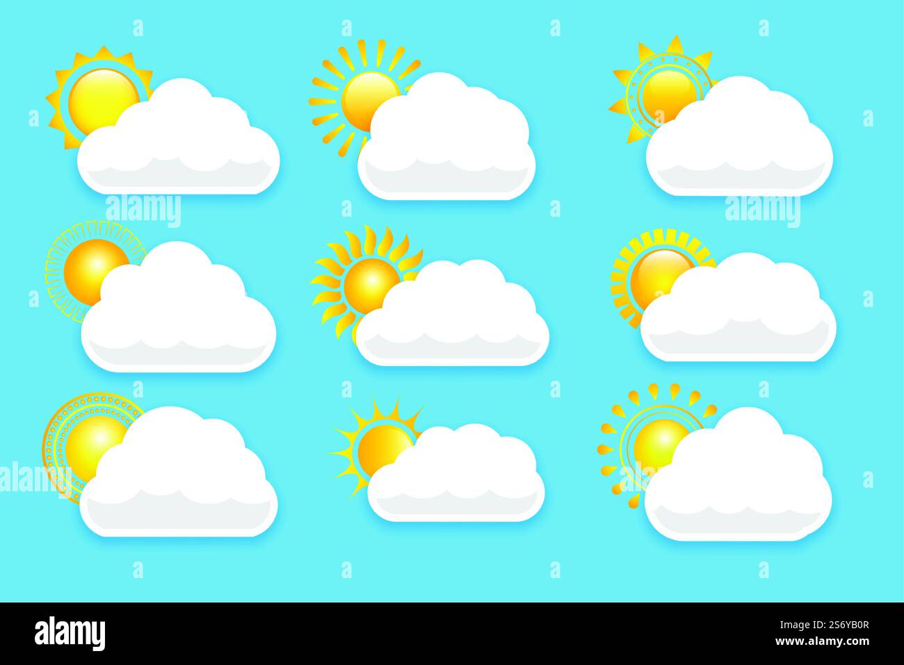ensemble de soleil et nuages. ensemble de soleil et nuages illustration vectorielle Illustration de Vecteur