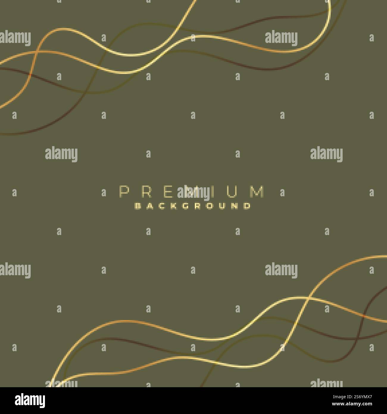 lignes d'ondes dorées sur fond vert pâle foncé Illustration de Vecteur