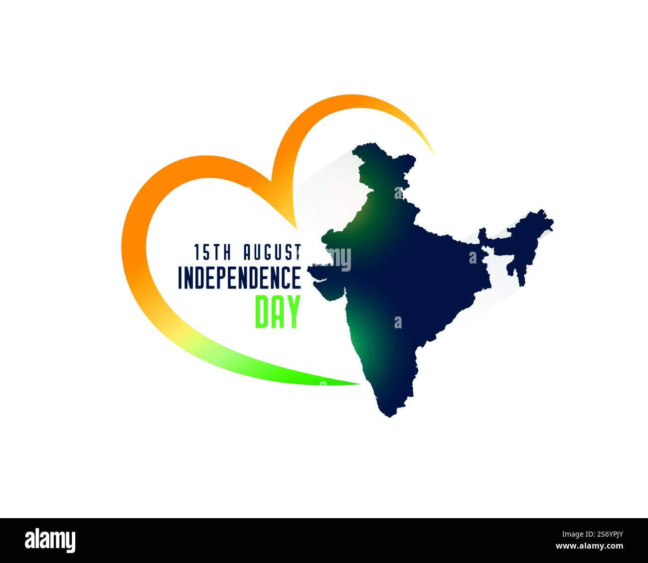jour de l'indépendance tricolore coeur avec l'arrière-plan de carte de l'inde Illustration de Vecteur