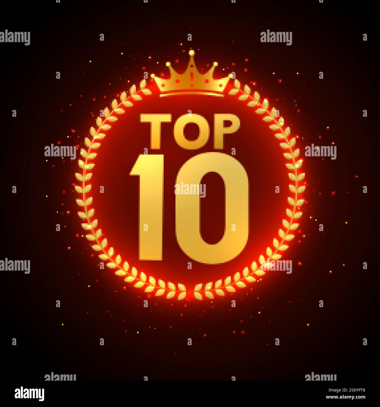 le top 10 de la récompense en or avec couronne Illustration de Vecteur